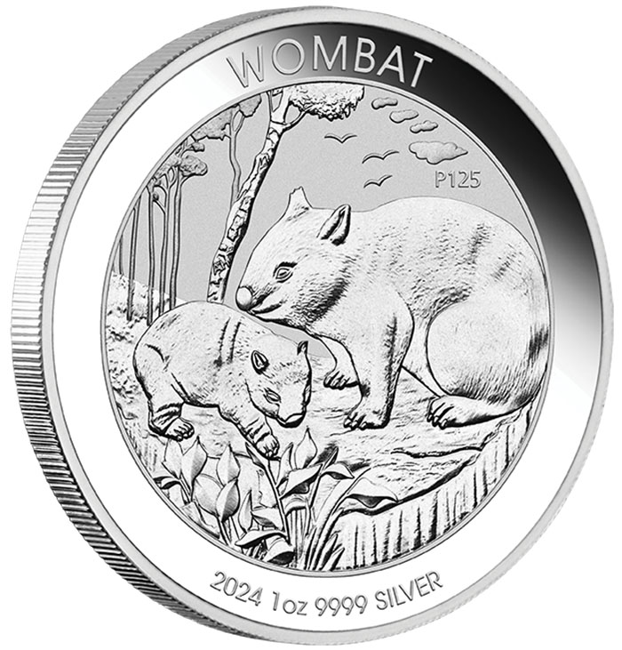 Australien Wombat 1 Unze Silber 2024 mit Jungtier