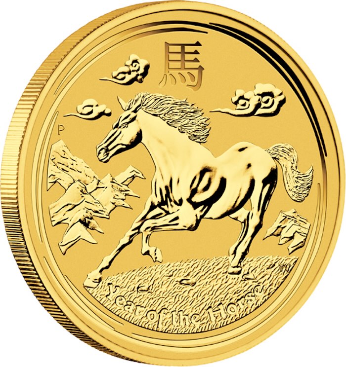 Lunar 2 Pferd 2 Unzen Goldmünze 2014