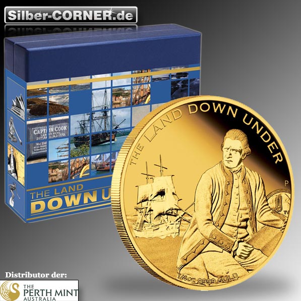 The Land Down Under 1/4 Oz Gold Proof Coin Captain James Cook 2013