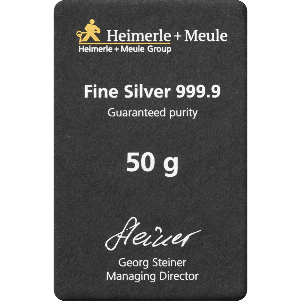 50 Gramm Heimerle Silberbarren Blister
