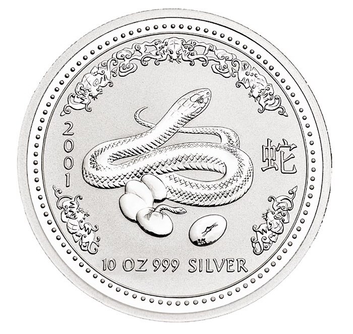Lunar I Jahr der Schlange 2001 10 oz Silber Motiv