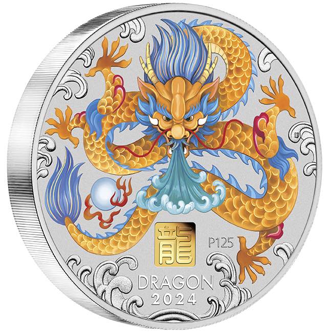 Lunar 3 Jahr des Drachen 1 KG Silber Privy Mark Gold 2024