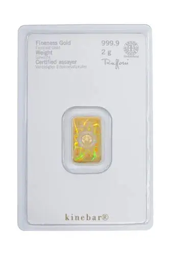 Kinebar 2 Gramm Goldbarren im Blister