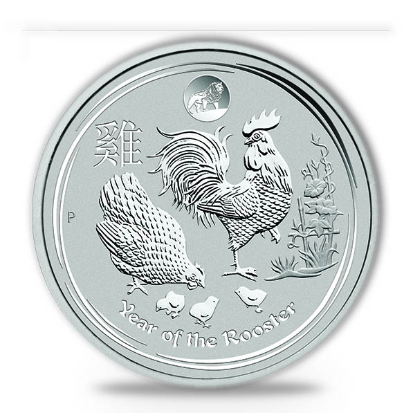 Lunar Hahn 1 Unze Silber 2017 Privy Mark