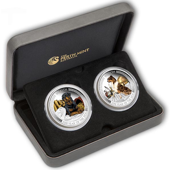 Wealth & Wisdom 2 x 1 Oz Silber Hund 2018 *