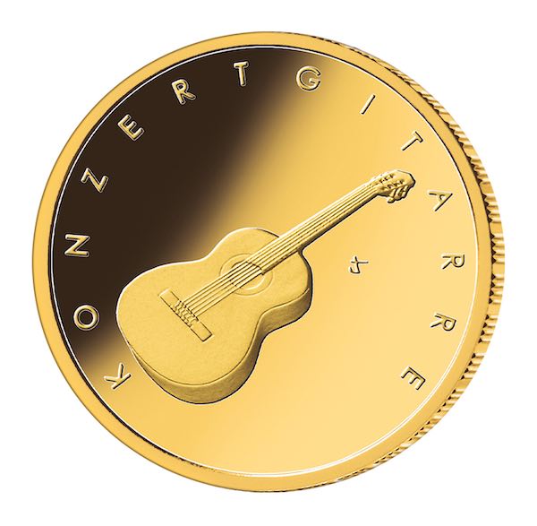 50 Euro Goldmünze Konzertgitarre 2022 Rückseite Motiv Musikinstrumente