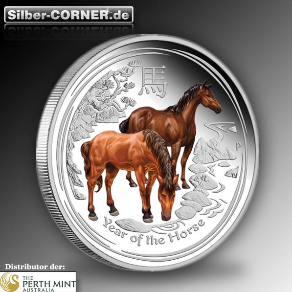 Perth Coin Show Special 2 Oz Silber Pferd Proof coloriert+CoA + Box (keine Umverpackung um Box)*
