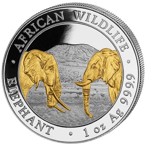 Somalia Elefant 1 Unze Silber 2022 vergoldet*