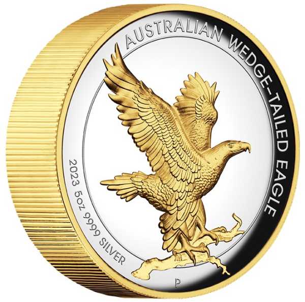 Wedge Tailed Eagle 2023 5 Oz Silber Gilded Relief Proof + Box +COA