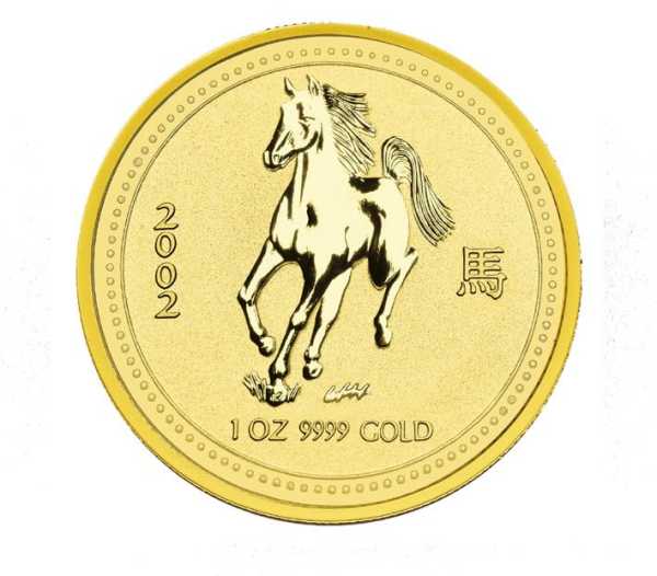 Lunar Serie I Jahr des Pferd 1 Unze Goldmünze 2002