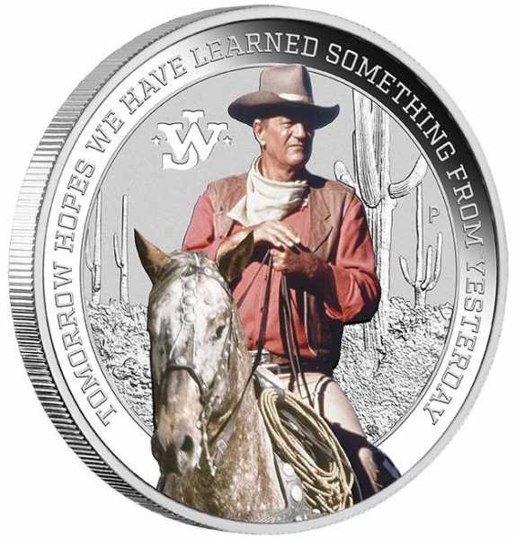 John Wayne 1 Oz Silber coloriert 2022 +Box +COA*