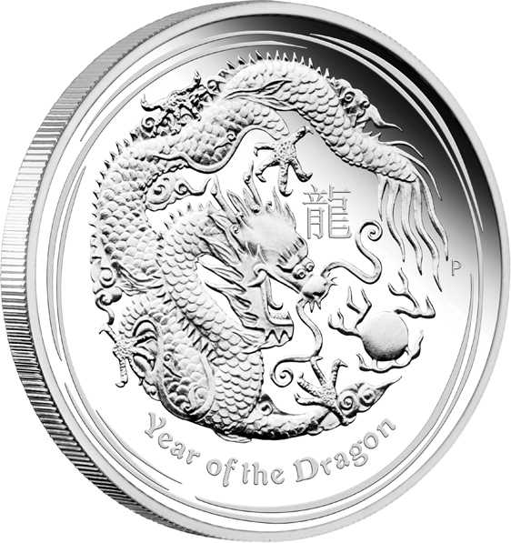 Lunar II Drache 1 Unze Silber Polierte Platte 2012