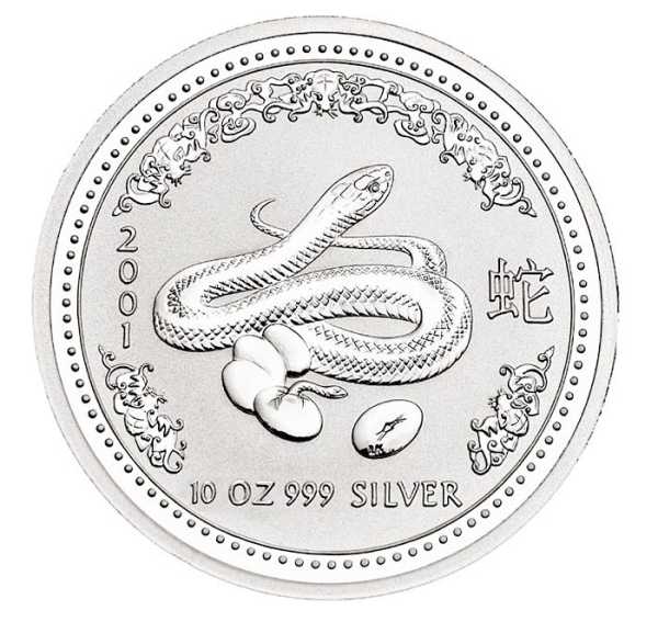 Lunar I Jahr der Schlange 2001 10 oz Silber Motiv