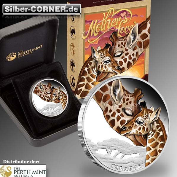 Mothers love giraffe 1/2 oz silber 
