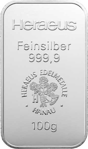 Heraeus 100 Gramm Silberbarren verschiedene Ausführungen