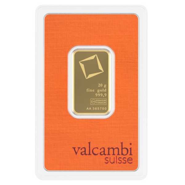 Valcambi 20 Gramm Goldbarren kaufen Blister