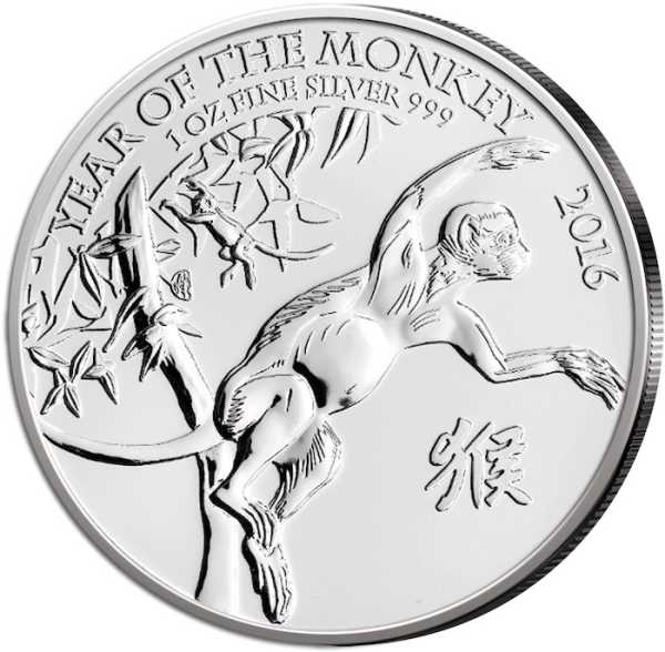 Lunar II Jahr des Affen 1 Unze Silbermünze 2016