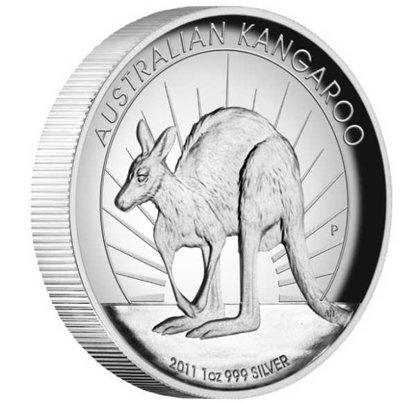 Australien Känguru 1 Unze Silbermünze High Relief 2011
