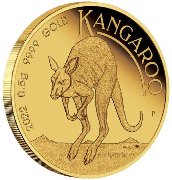 Mini Roo - Känguru - 0,5 Gramm Gold 2022 im Blister