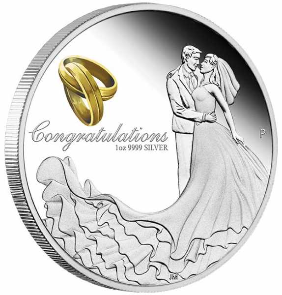 Wedding / Hochzeit 1 Unze Silber Proof + Geschenkbox 2022*