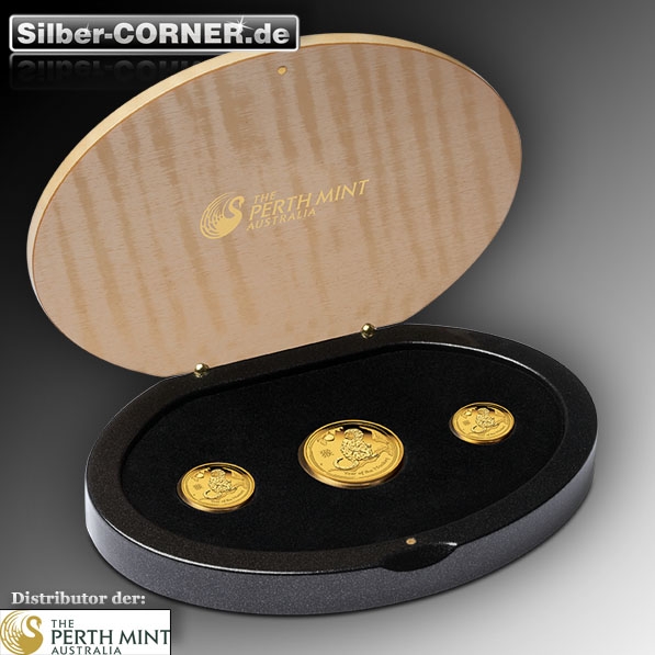 Lunar II - Affe - 3 Coin Set Gold Proof 2016 + Box