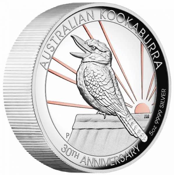 Kookaburra 5 Oz Silber -gilded- High Relief 2020*