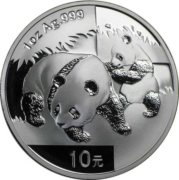 China Panda 2008 1 oz Silber Motiv zwei Pandas