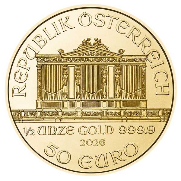 Wiener Philharmoniker 1/2 Oz Gold 2026 kaufen & verkaufen
