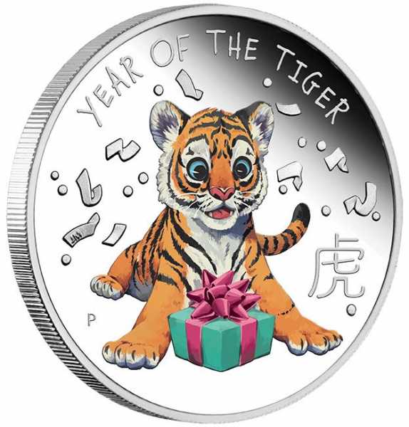 Baby Tiger 1/2 Unze Silber Proof coloriert +Box +Zertifikat*