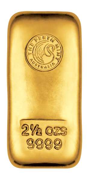 2,5 Unzen Goldbarren Perth Mint gegossen
