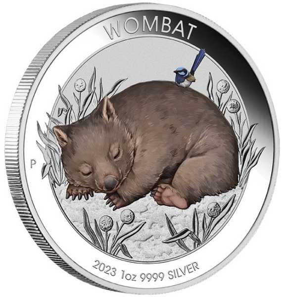 Australien Wombat 1 Oz Silber coloriert 2023 im Blister