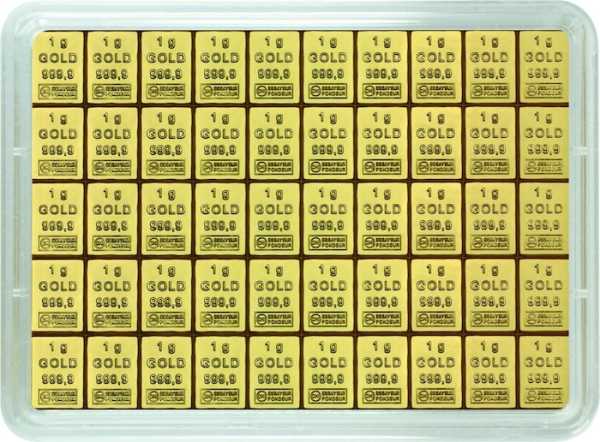 Valcmabi 50 x 1 Gramm Goldbarren Combibar