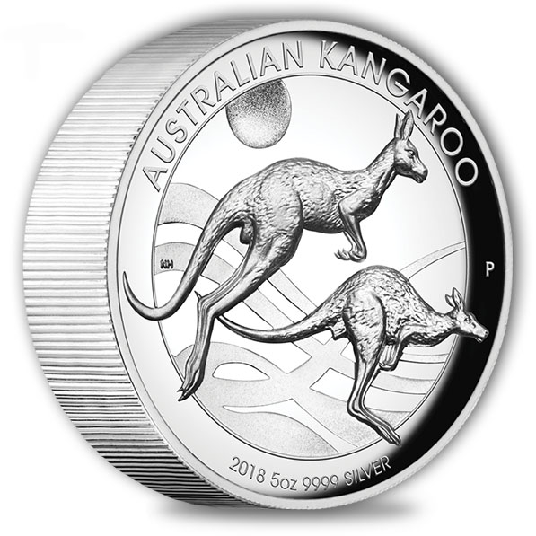 Australien Känguru 5 Oz Silber High Relief 2018 +Box + COA*