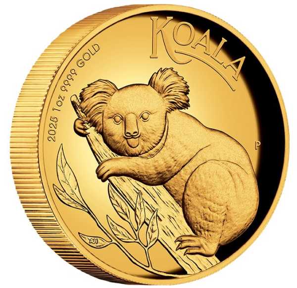 Australian Koala 2025 – 1oz Goldmünze in Polierter Platte mit Koala-Motiv