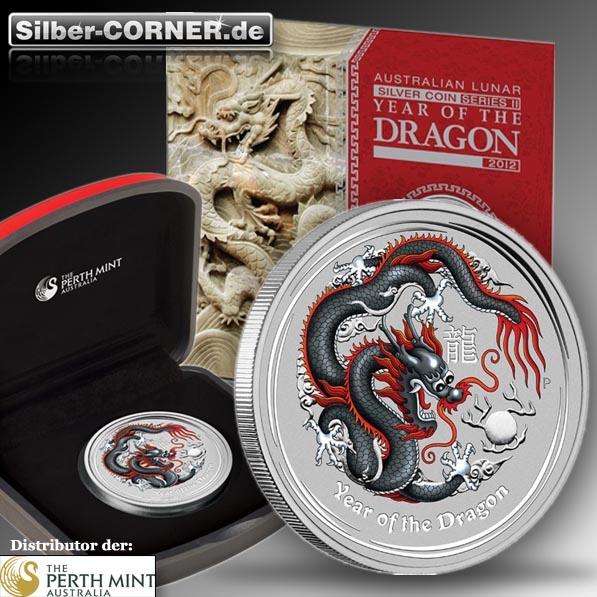 Lunar II World Money Fair Special Drache coloriert 2012