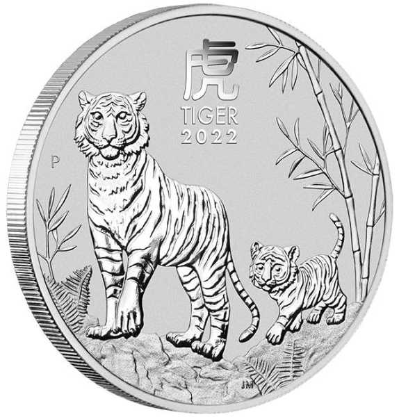 Lunar Serie 3 Silbermünze 5 Unzen Tiger 2022