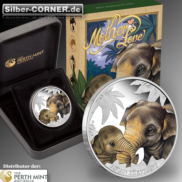 Mothers Love Elephant 1/2 Oz Silber 