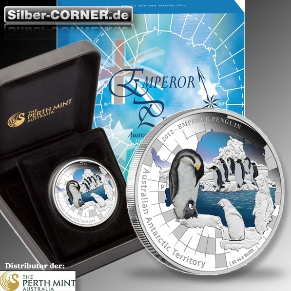 1 Oz Antartic Penguin Proof Silber + Box+ CoA*