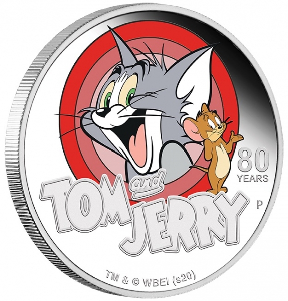 Tom & Jerry 1 Oz Silber 80 Jahre Proof +Box +COA*