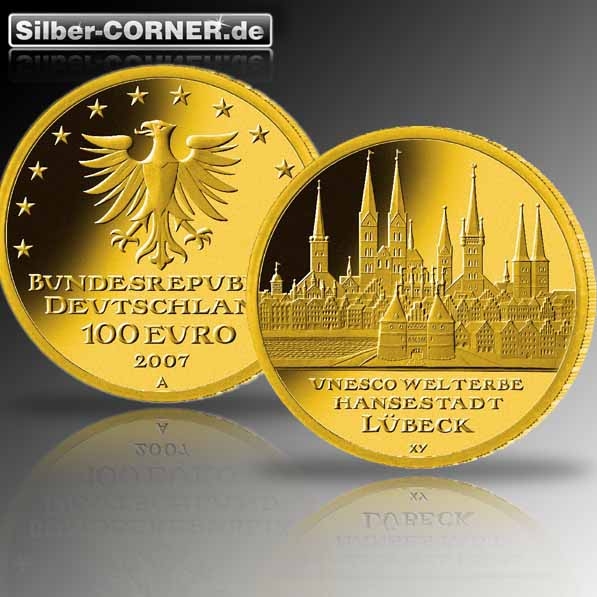 100 Euro Goldmünze 2007 Lübeck 1/2 Oz Gold