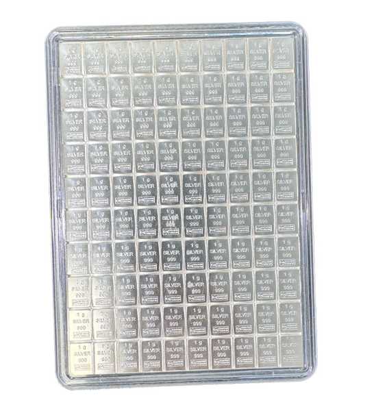 100 x 1 Gramm Valcambi Combibar Siber 