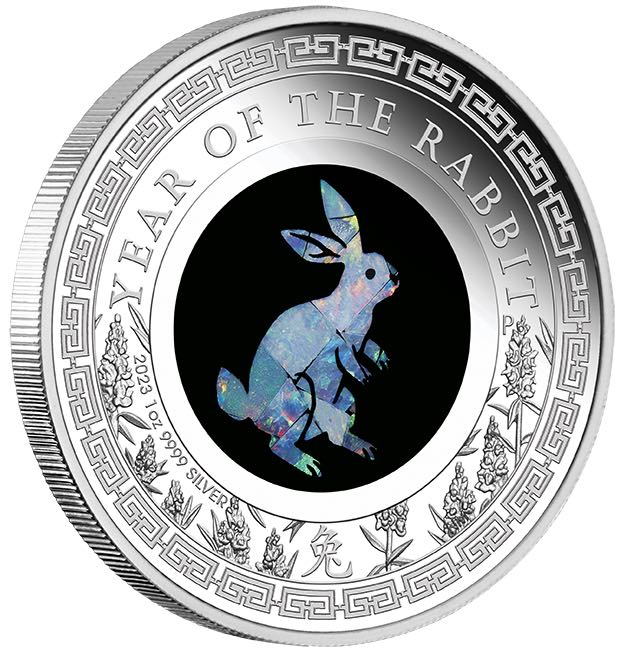 Hase Box - - + Zertifikat Opal - 3 Unze Lunar Silber + 2023 1