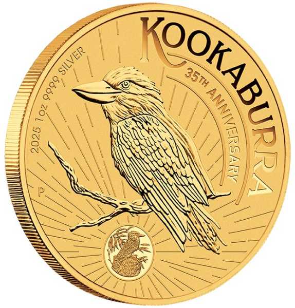 Kookaburra 1 Unze Silber vergoldet 2025 hier kaufen oder verkaufen