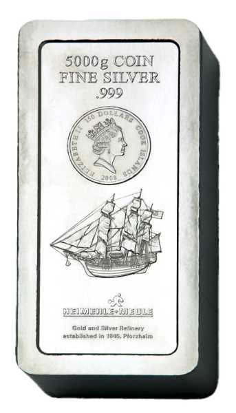 Heimerle + Meule 5kg Silber-Münzbarren Cook Island 999