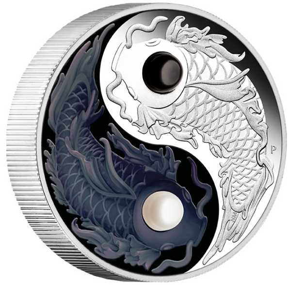 Yin and Yang - Koi Fish - 5 Oz Silber Pearls Proof 2024 +Box +COA*