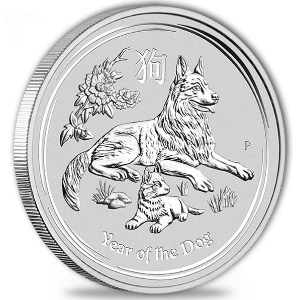 Lunar II Hund 2018 Silbermünze 1/4 Unze farbig neu & sofort verfügbar