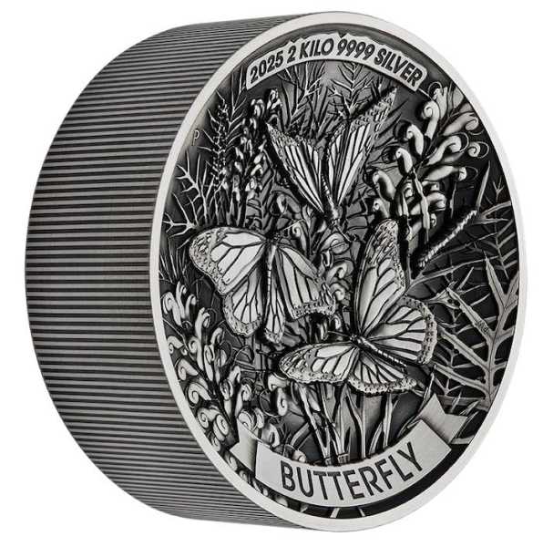 Butterfly 2 Kilogramm Silbermünze 2025 Antik Finish 2025