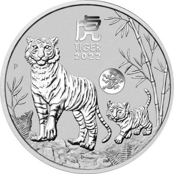 Lunar 3 Tiger 1 Unze Silber Privy Mark Drache 2022