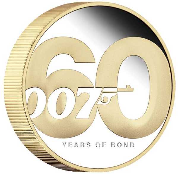 James Bond - 60 Years of Bond - 2 Oz Silber PP vergoldet + Box +COA*