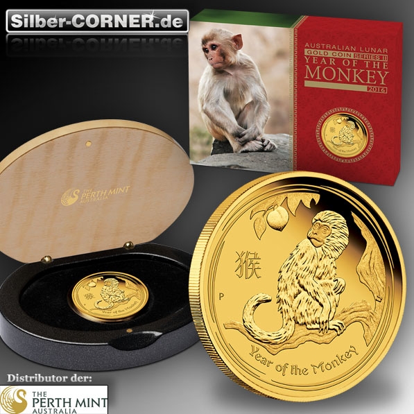 Lunar II - Affe - 1/10 Oz Gold Proof 2016 +Box + COA